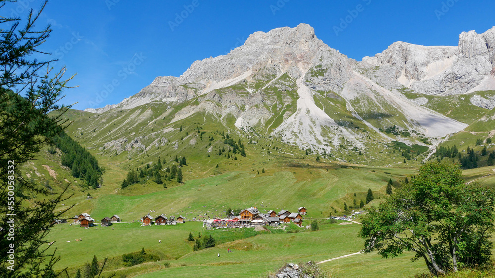 landscape with houses in the mountains