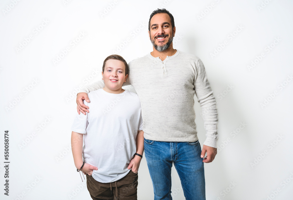 nice and cool Father and son on studio