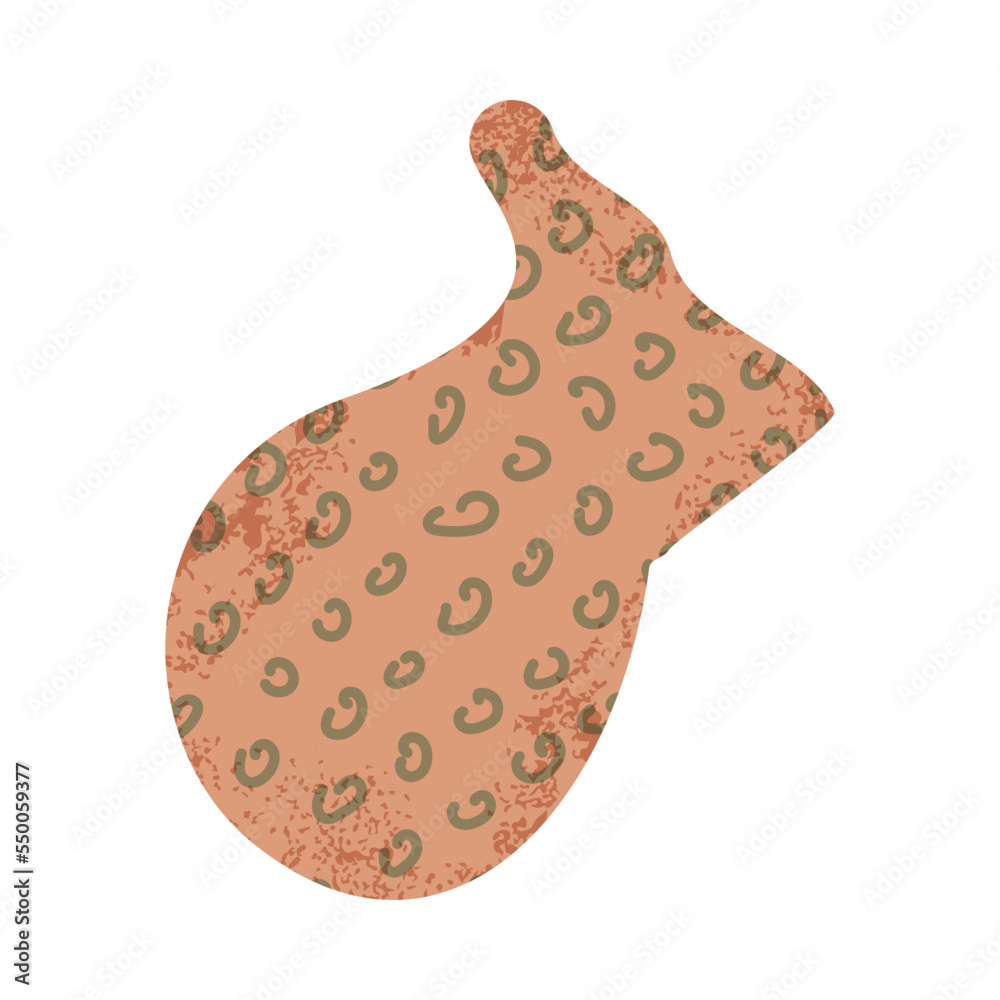Abstract light brown flat shape with grainy texture and hook pattern. Abstract light brown flat shape with grainy texture and hook pattern.