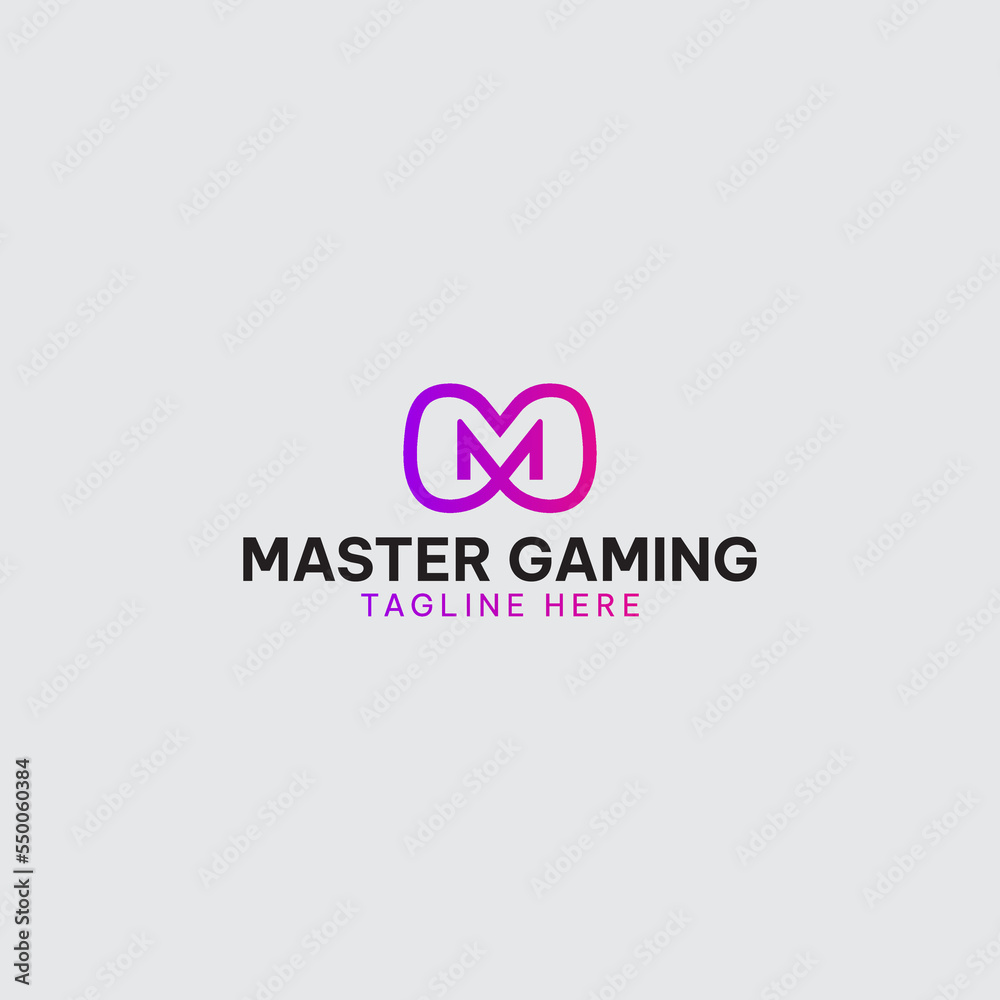 m letter monogram gaming logo