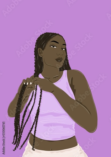 Slika na platnu Woman braiding her hair