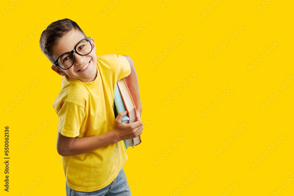 Happy cheerful smart child dreams. Happy cheerful smart child dreams.