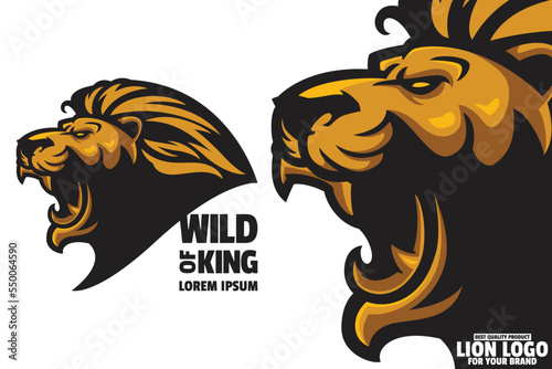 Fototapeta Naklejka Na Ścianę i Meble -  angry golden lion head mascot logo vector illustration