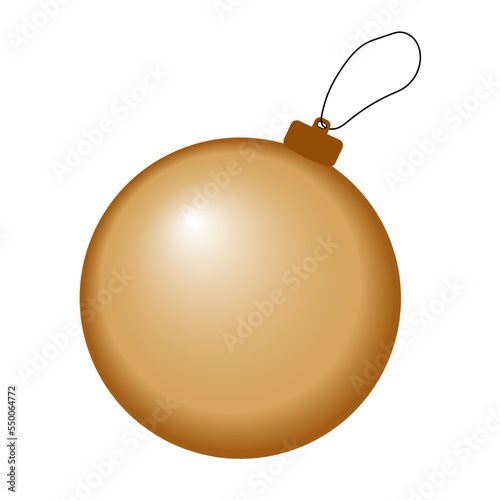 Simple traditional christmas golden yellow ball ornamen hanging on the tree