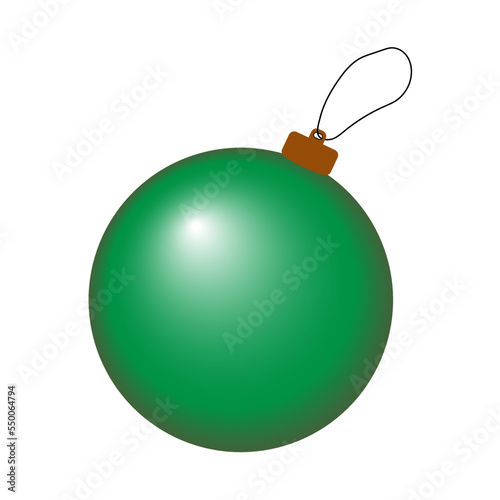 Simple traditional christmas green ball ornamen hanging on the tree