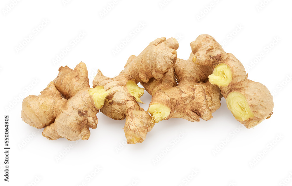 Ginger root isolated on white background. Food ingredient Ginger root isolated on white background. Food ingredient