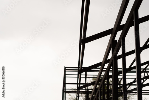 Steel structure used to make a gable house This Nordic style is located in Thailand.