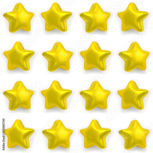 Seamless pattern with gold stars on a white background.