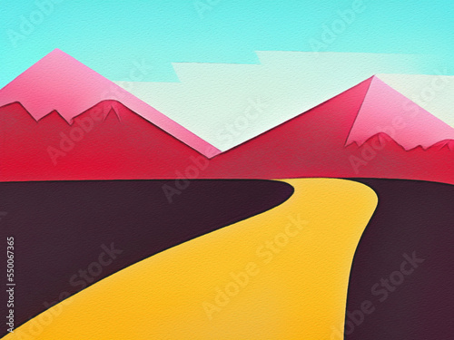 Mountain road digital painting illustration