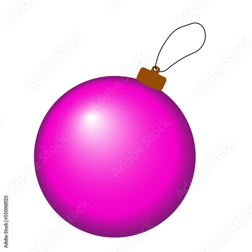 Simple traditional christmas pink ball ornamen hanging on the tree