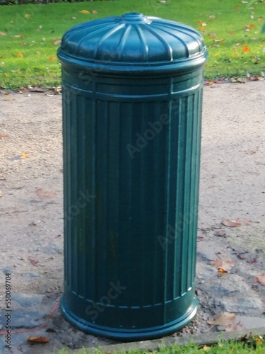 green garbage bin