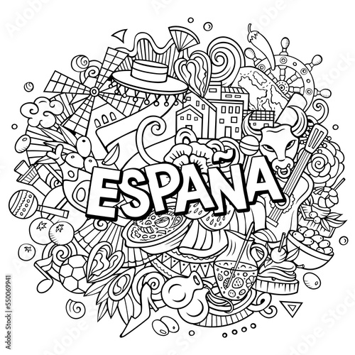 Spain hand drawn cartoon doodle illustration