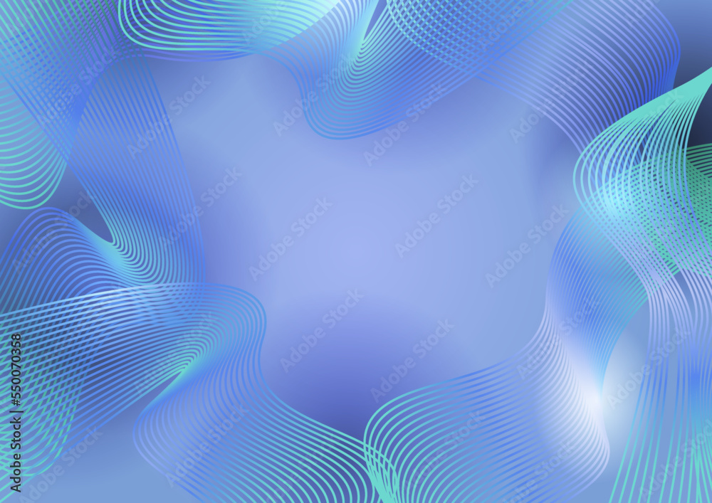 Abstract blue background with wave curve line shapes.