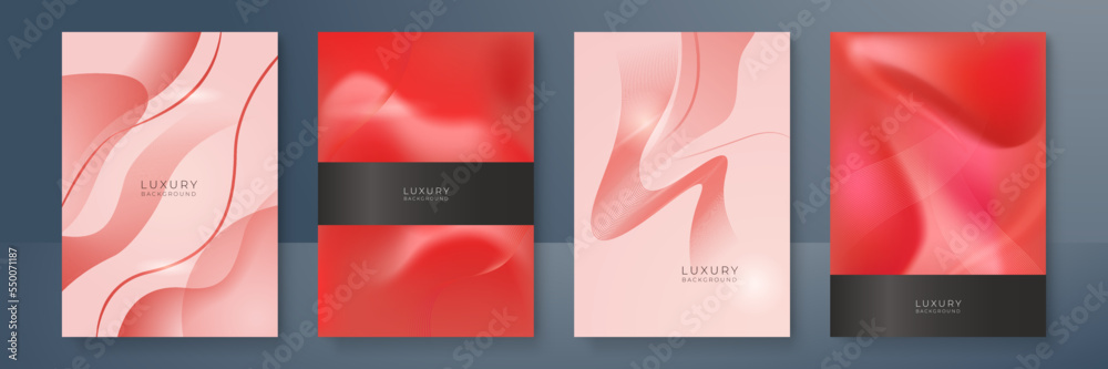 Fototapeta premium Abstract red gold wave line metallic direction luxury overlap design modern futuristic background vector illustration. Designed for cover, brochure, flyer, booklet, banner, poster, card, invitation
