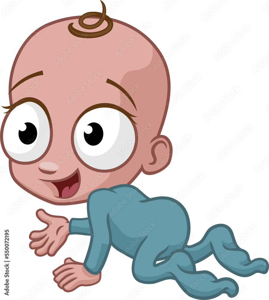 Cute Cartoon Happy Baby Crawling