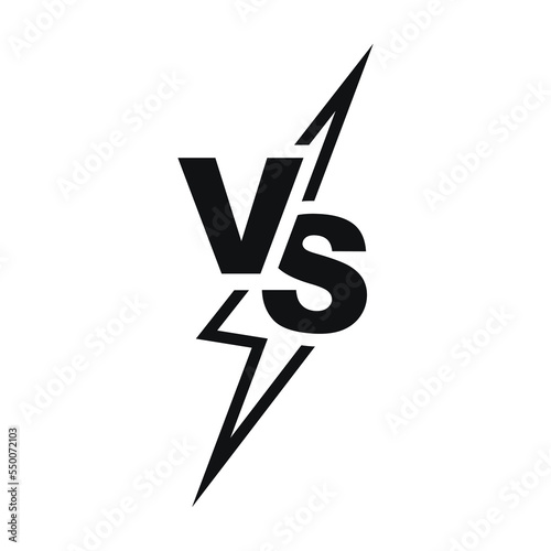 Versus logo. VS letters with lightning. Competition symbol. VS symbol for sport, game, battle, wrestling, match, duel. Vector illustration.