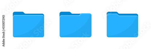 Folder vector icon set. Blue folders with documents. Vector illustration. Folder symbol for UI, web design etc.