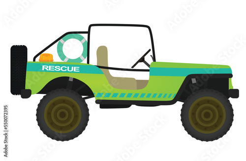 Green  rescue car. vector illustration