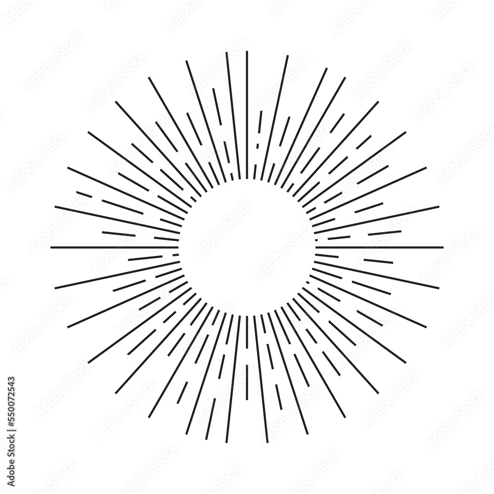 sunbeams hand drawn, line drawing. sunbeams hand drawn, line drawing.