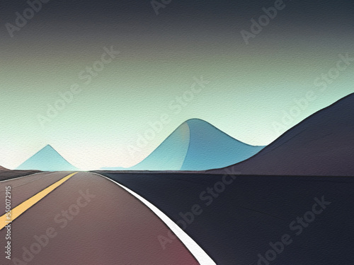 Mountain road digital painting illustration