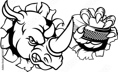 Photography Rhino Ice Hockey Player Animal Sports Mascot