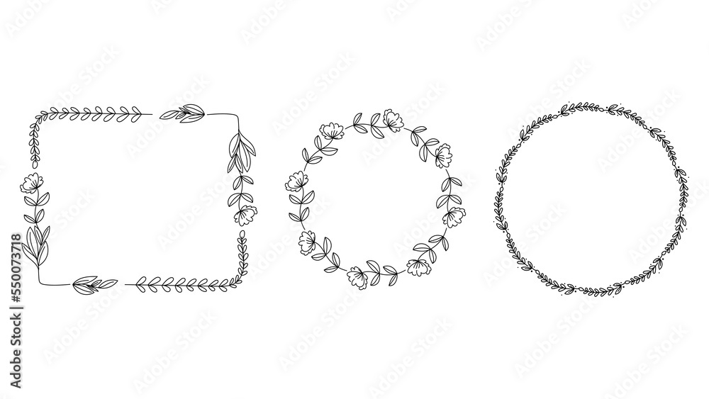 Obraz premium Set wreath green leaf frame , Flat Modern design , illustration Vector EPS 10