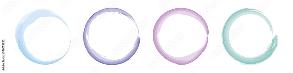 Set of colored grunge circles. Round shapes on a white background Set of colored grunge circles. Round shapes on a white background