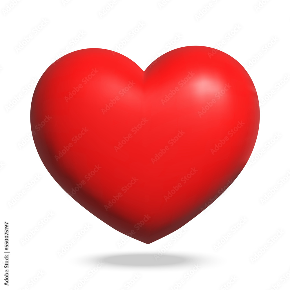 3D Red Heart icon. Heart shape.Simple 3d heart icon.Vector love symbols.