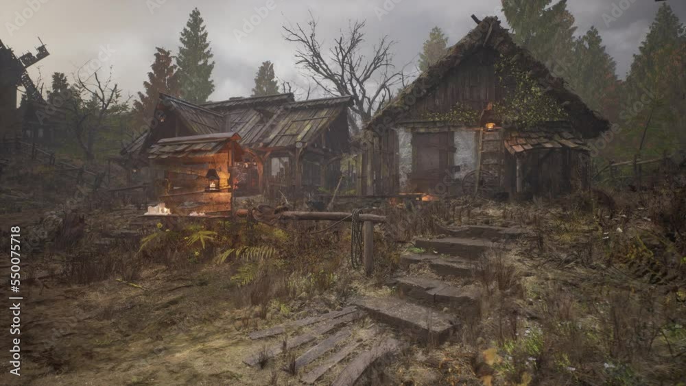 wooden log cabin in pine forest in summer wooden log cabin in pine forest in summer
