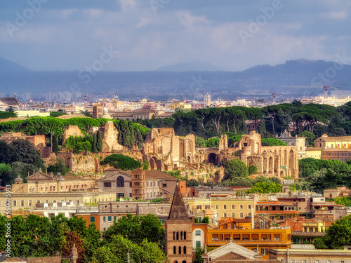 Aerial view of the Roman Forum, Rome, Italy