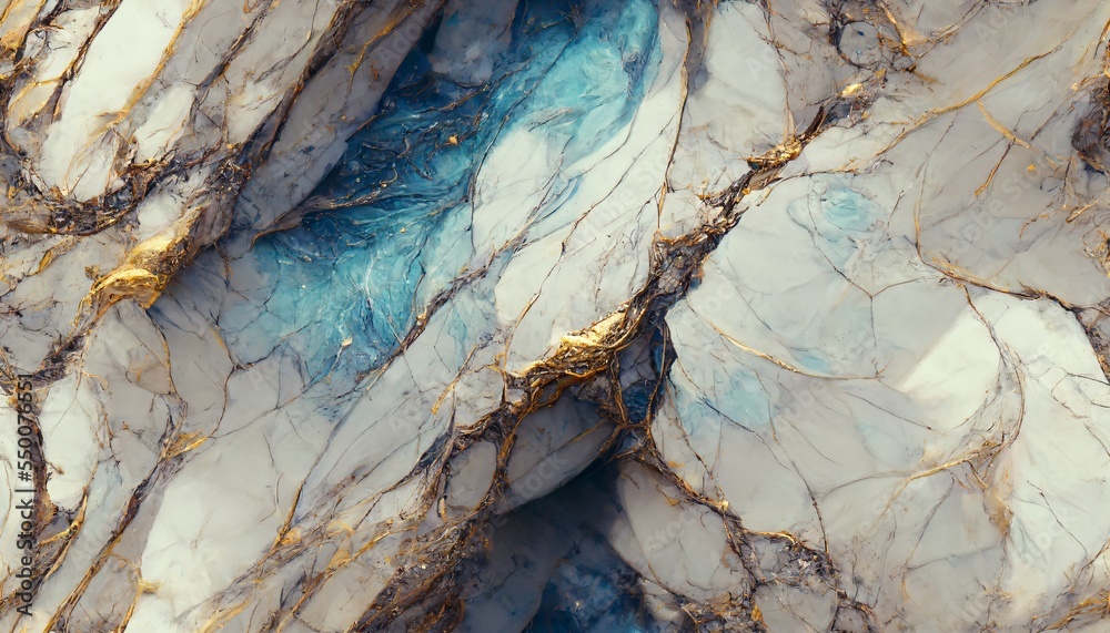 Fototapeta premium Blue and gold marble seamless natural pattern, 