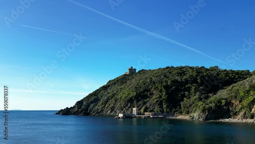 The bay of Quercianella Livorno aerial shot with a drone photo