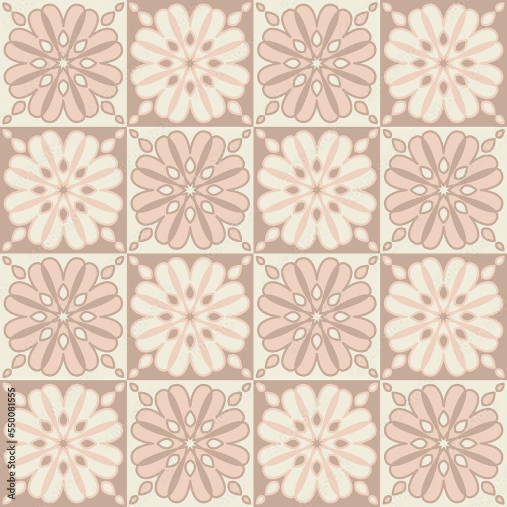 Patchwork style square ceramic tile, beige pink pastel color Patchwork style square ceramic tile, beige pink pastel color