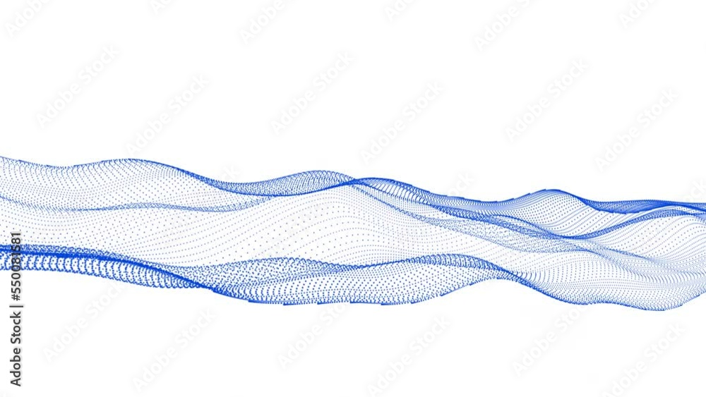 Blue color dot line wave animation white background