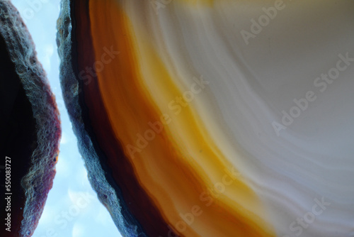 Agate cut into a slice is a jewelry photo