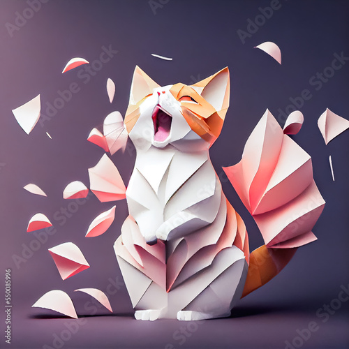 Cute pinky kitty cat origami