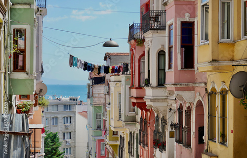 The bright colors of authentic Istanbul, Turkey. Street view in Fatih