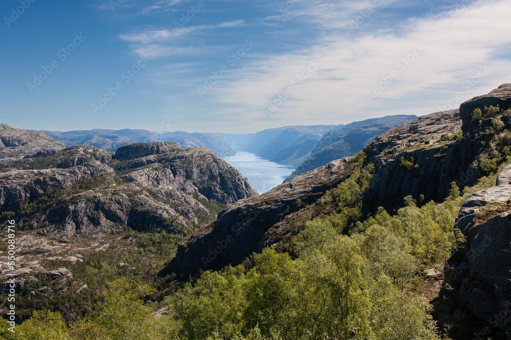 Naklejka premium View at Lysefjord from Preikestolen Norway