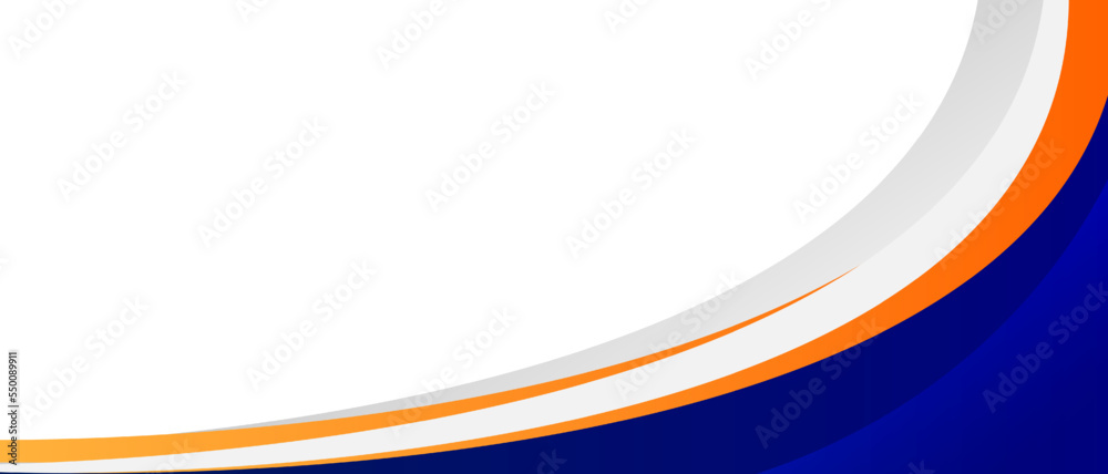 Obraz premium Minimal blue and orange curve long banner background. gradient overlap composition, business concept. 