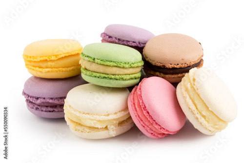 Macaroons isolated on white background with clipping path