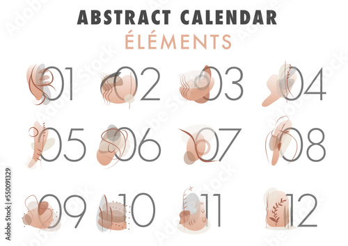 Set de formes abstraites en vecteur pour calendrier 2023.