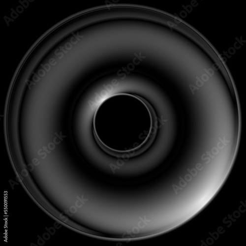 Abstract black grey glossy liquid circle abstract background. Monochrome smooth vector design