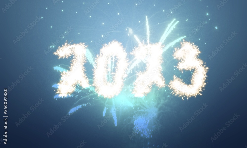 New Year concept, 2023 numbers and fireworks New Year concept, 2023 numbers and fireworks