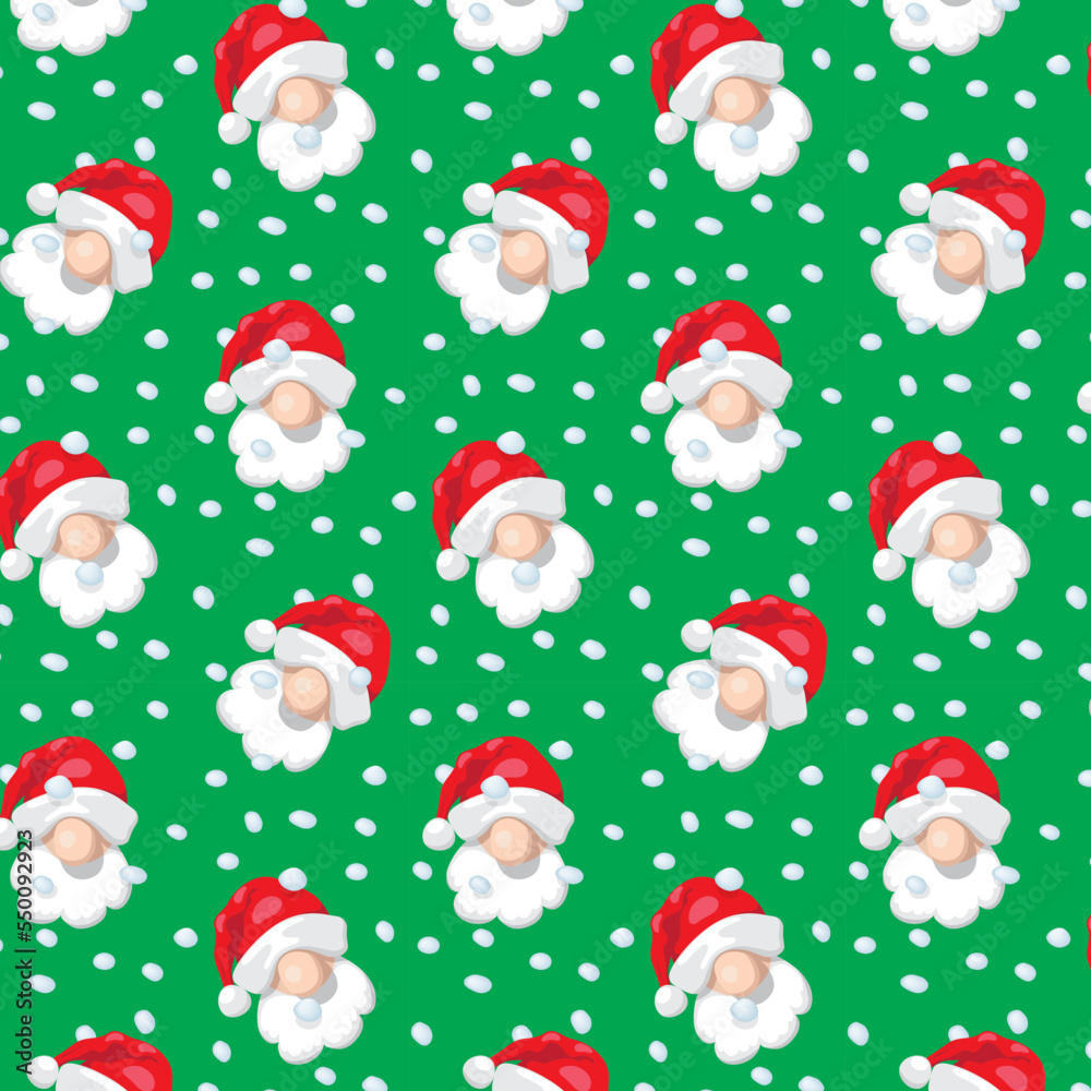 Santa Claus, background with seamless pattern, repeating vector illustration.