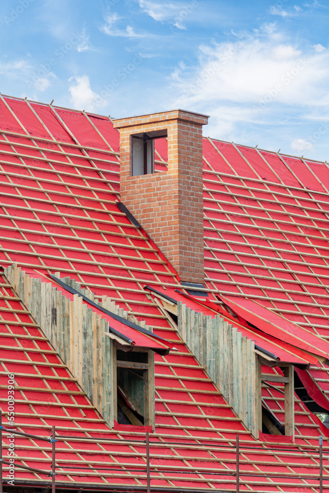 building under construction and roof with pvc covering building under construction and roof with pvc covering