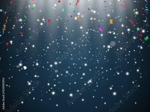 Illustration of flying snow on a transparent background.Natural phenomenon of snowfall or blizzard.  © Olga