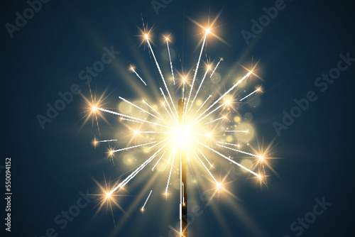 Illustration of sparklers on a transparent background.	