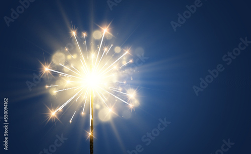 Illustration of sparklers on a transparent background.	