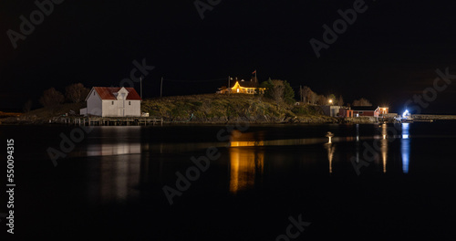 Buholmen island.Light and colors in Brønnøysund harbor area, Nordland county, Norway, Europe 