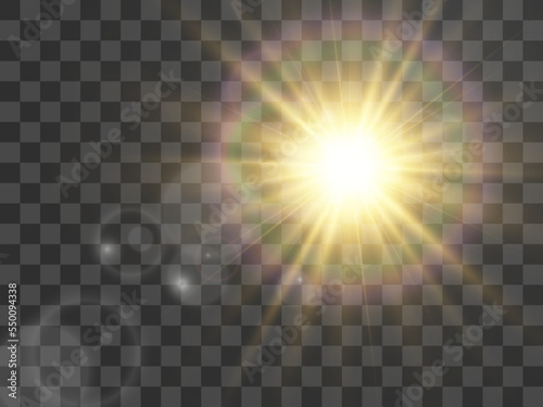 Bright beautiful star.Illustration of a light effect on a transparent background.